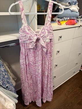 Lilly Pulitzer White Dress with Pink Floral Embroidery